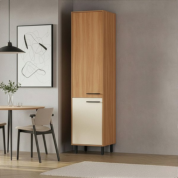 Armário de Cozinha Paneleiro Havana 55x220cm em MDP com Pés