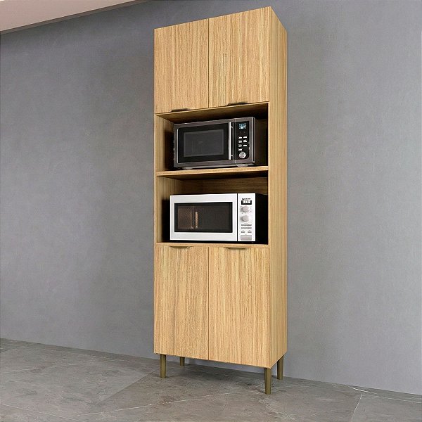 Torre Quente de Cozinha Ibiza em MDF 70x220cm 4 Portas Pés Reguláveis