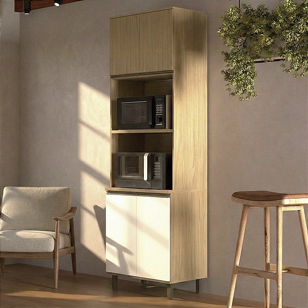 Torre Quente Nova Dubai MDF 70x240cm 4 Portas Freijó/Champanhe