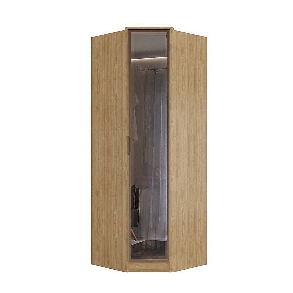 Guarda Roupa de Canto Ravi em MDF 1 Porta Reflecta com Cabideiro