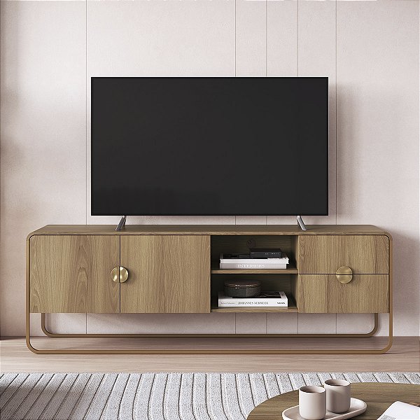 Rack Luna Orgânico para TV até 65'' 180x60cm 2 Portas com Pés em Metal