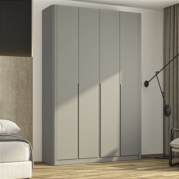 Guarda Roupa Bend em MDF 190x240cm 4 portas 3 Gavetas Laterais Curvas