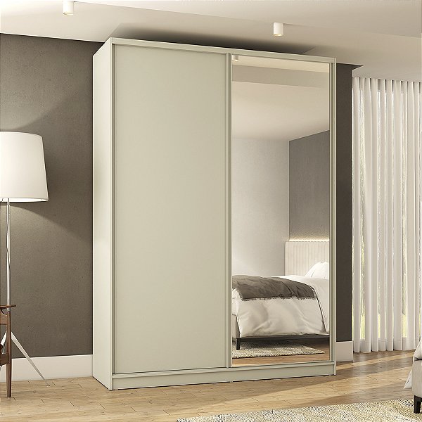 Guarda Roupa Bend em MDF 174x240cm 2 Portas com Espelho 3 Gavetas