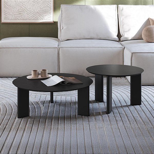 Conjunto Sala de Estar 2 Mesas de Centro Orgânica Chanfrada