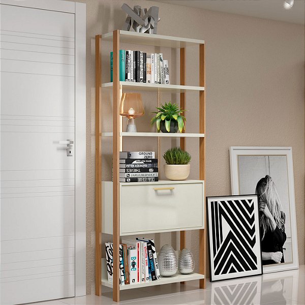 Estante Estilo Industrial 185cm 5 Prateleiras e Porta 100% MDF