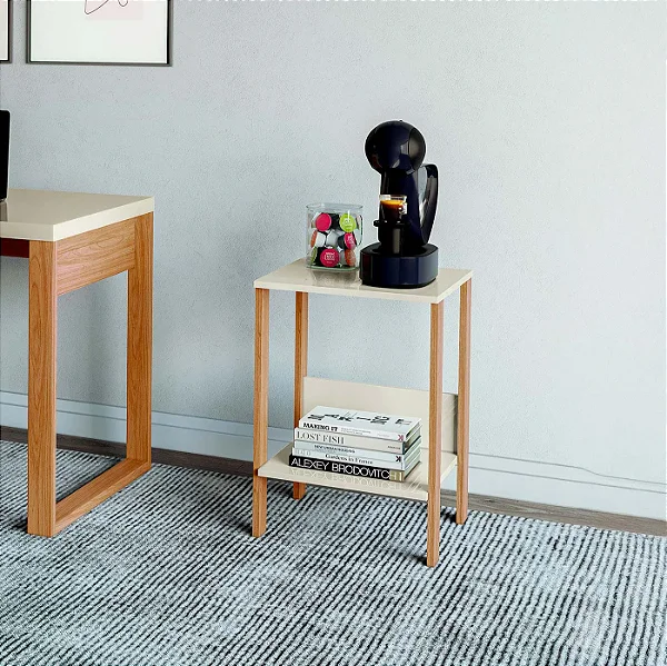 Mesa Auxiliar para Escritório Estilo Industrial 40cm 100% MDF