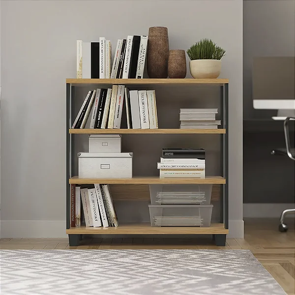 Balcão Estante Estilo Industrial 4 Prateleiras 89,5cm 100% MDF