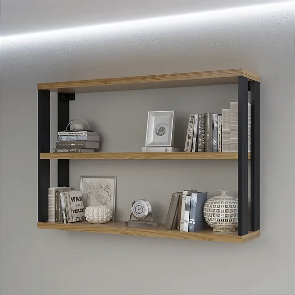 Nicho com 3 Prateleiras Estilo Industrial 89,5cm 100% MDF