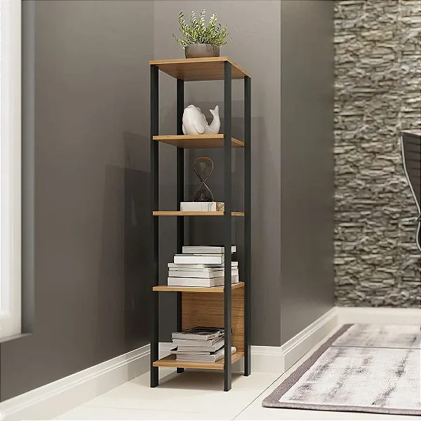 Estante Estilo Industrial com 5 Prateleiras 100% MDF