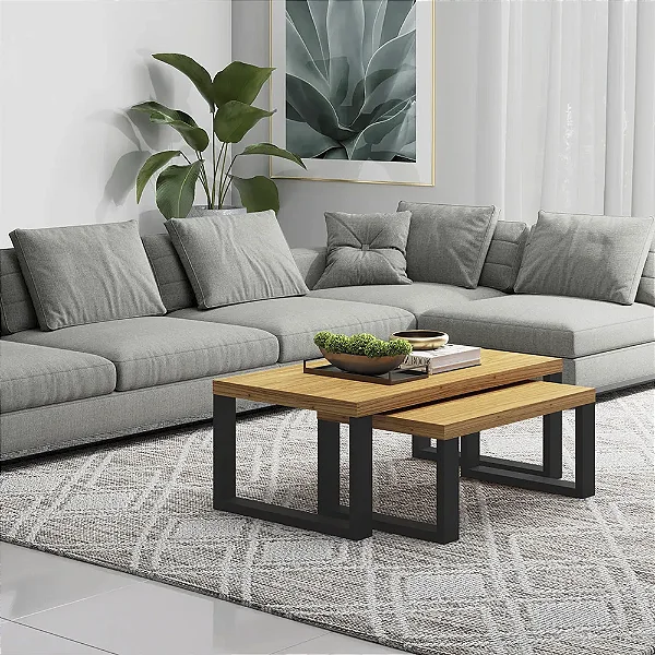 Conjuntos 2 Mesas de Centro Estilo Industrial 100% MDF