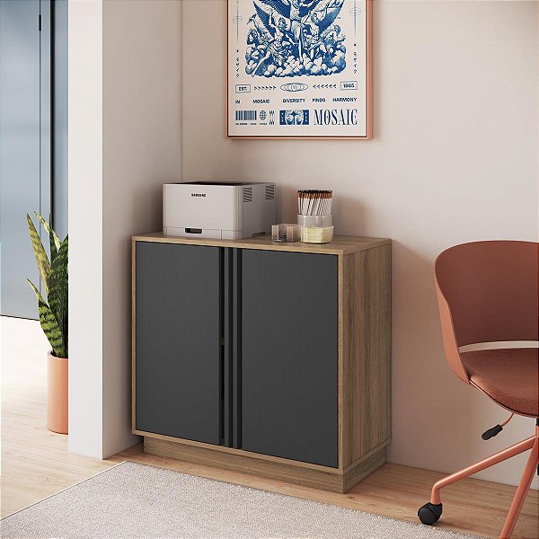 Armário Balcão para Escritório Home Office 80cm com 2 Portas