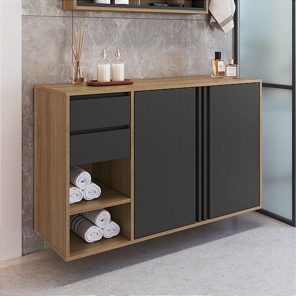 Gabinte de Banheiro 110cm Antônia com 2 Portas e 2 Gavetas Sem Cuba