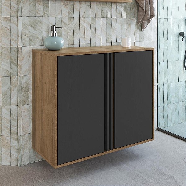 Gabinte de Banheiro Antônia 80cm com 2 Portas Moderno Sem Cuba