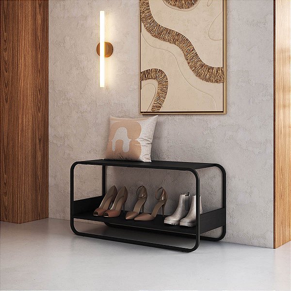 Sapateira Banco Aura 90cm Orgânica Pés em Metal