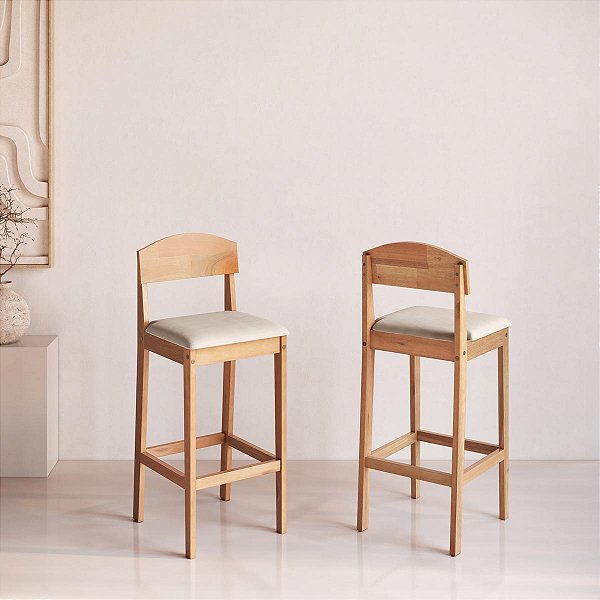Conjunto 2 Banquetas Altas Madeira Maciça Capri