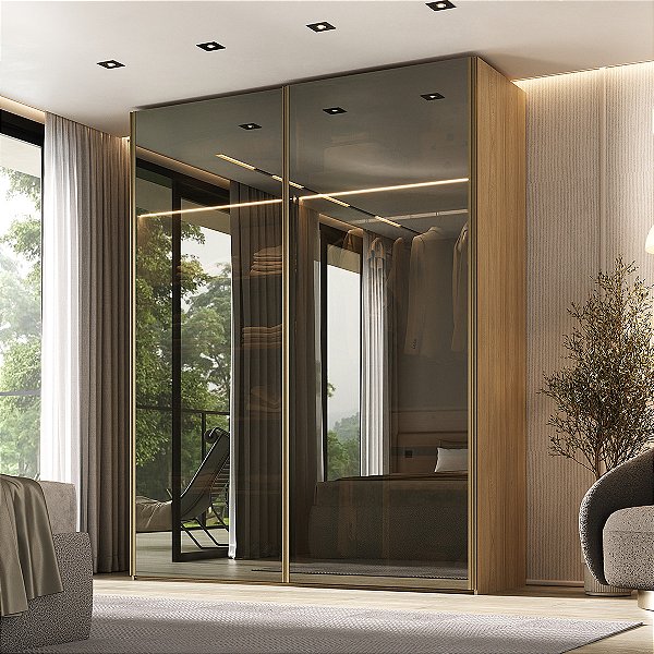 Guarda-Roupas Nilo 183,3cm 2 Portas de Correr Reflecta com Led