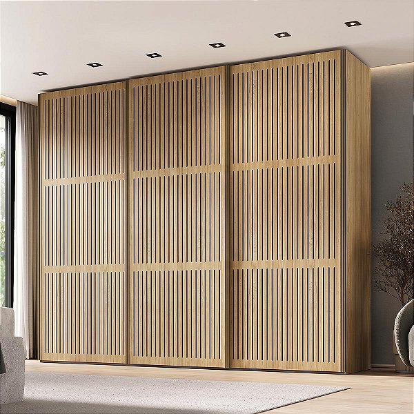 Guarda-Roupas Nilo 274,2cm com 3 Portas Ripadas 100% MDF