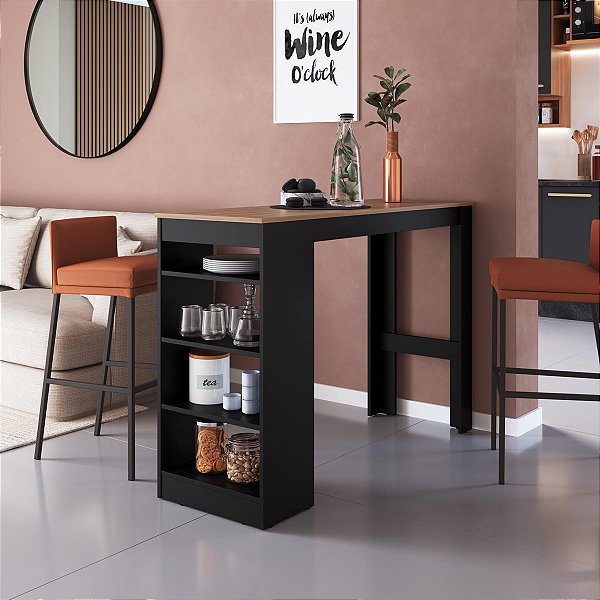 Mesa Bancada Gourmet 135cm para 4 Lugares 3 Prateleiras
