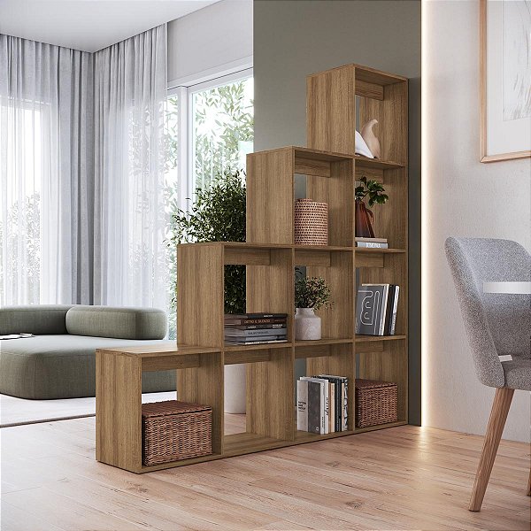 Estante Divisória de Ambiente Escada 155cm 10 Nichos
