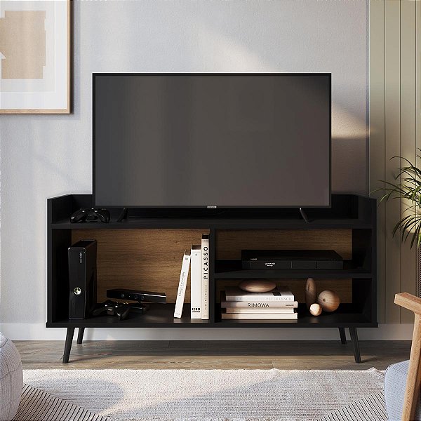 Rack Retro 120cm Tv Até 50 Polegadas com Prateleira