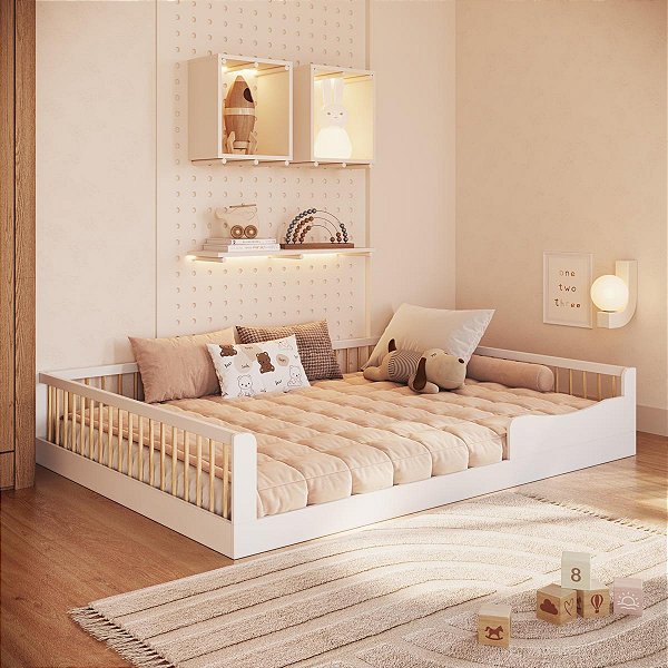 Cama Infantil Casal Montessoriana com Protetor 198cm