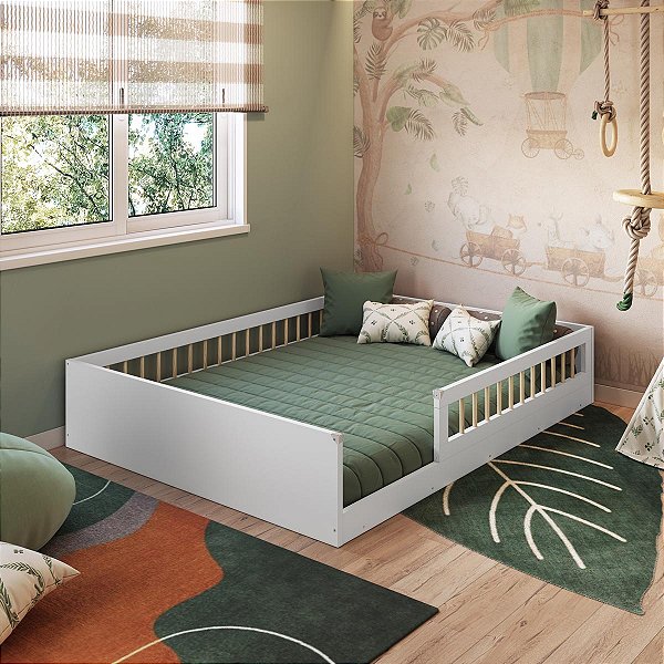 Cama Montessoriana 144,9x194cm Linha Affetto de Casal com Protetor