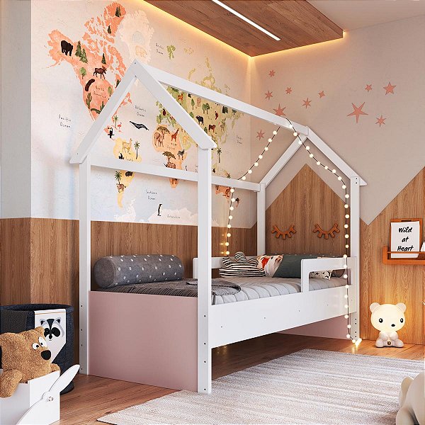 Cama Infantil Montessoriana 201x95cm com Protetor Lateral