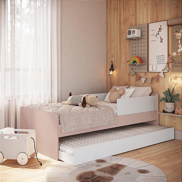 Cama Infantil 194x94,2cm com Protetores Laterais e Cama Auxiliar