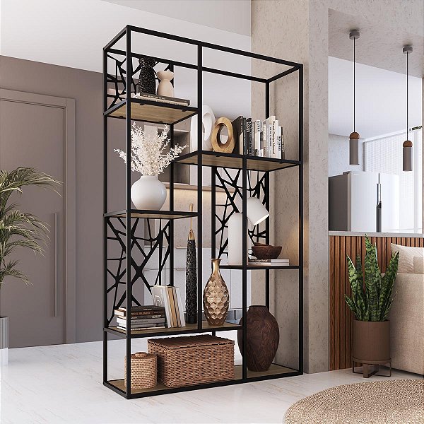 Estante Alta 122cm 6 Nichos com Pés em Metal