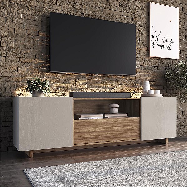Rack para TV Até 60 Polegadas 180cm 2 Portas com Gaveta