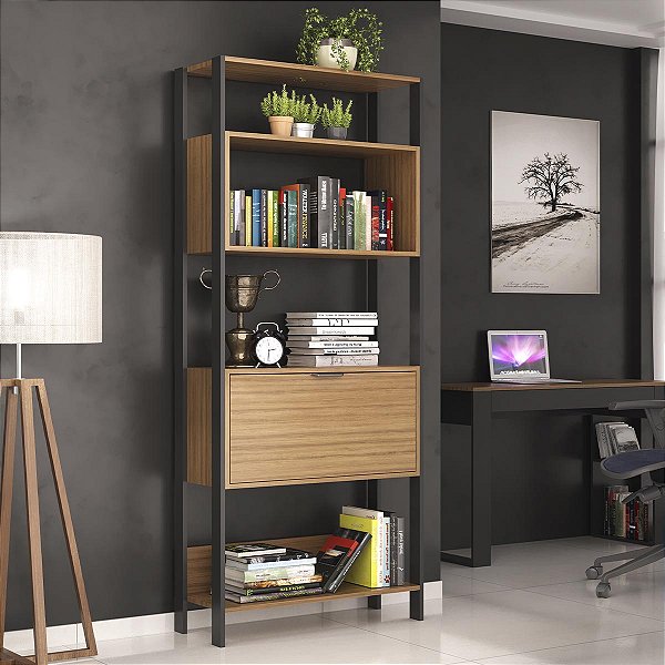 Estante para Escritório Home Office Industrial 73x183cm com Porta