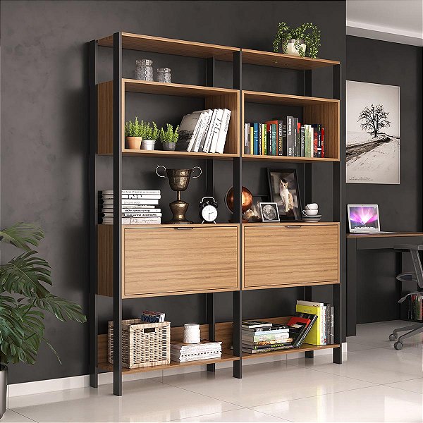 Estante para Escritório Home Office Industrial 144x183cm 2 Portas