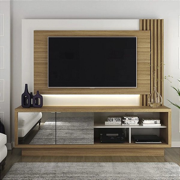 Rack com Painel para TV até 65 Polegadas 200cm 2 Portas Iluminação LED