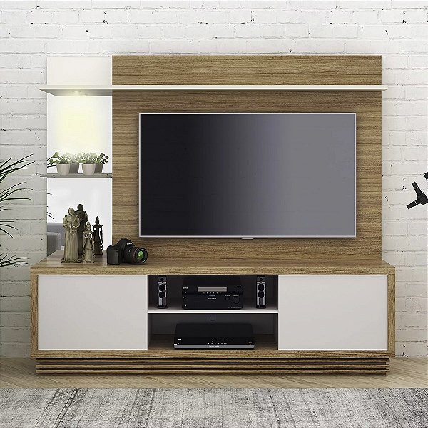 Rack com Painel para TV até 55 Polegadas 180cm 2 Portas Iluminação LED