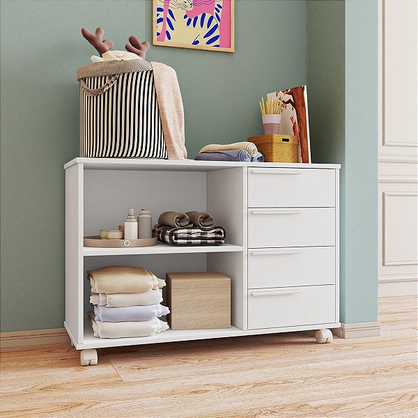 Balcão Infantil 90x62,5cm com 4 Gavetas e 2 Nichos
