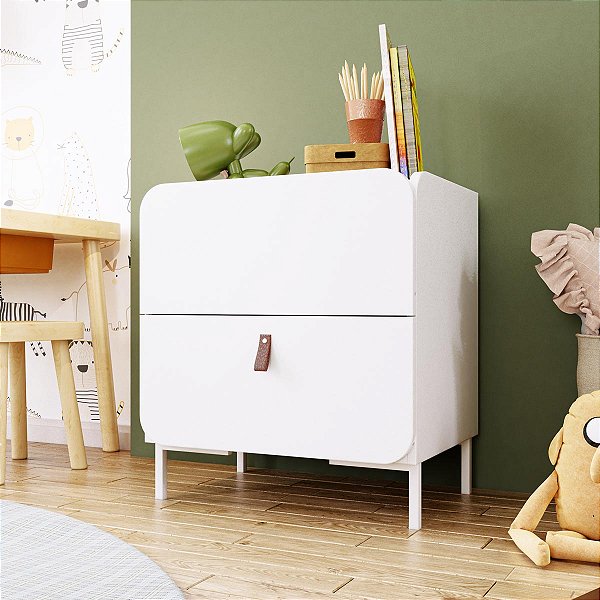 Balcão Infantil 50x55,5cm com 2 Gavetas e Pés Metálicos