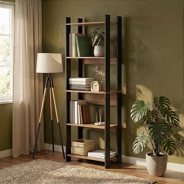 Estante para Livros Home Office/Escritório 63x178cm com 5 Prateleiras