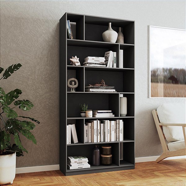 Estante Livreiro Escritório/Home Office 90x187,5cm com 12 Nichos