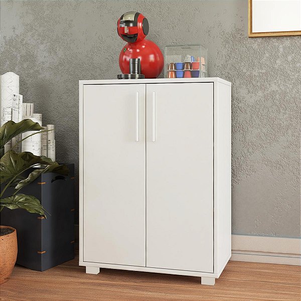 Balcão Compacto para Escritório 53,5x74cm com 1 Prateleira e 2 Portas