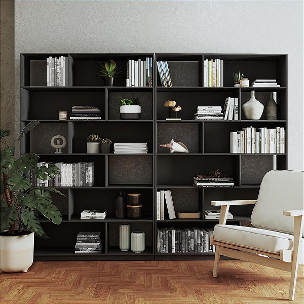 Estantes Livreiros Escritório Home Office 240x187,5cm com 24 Nichos