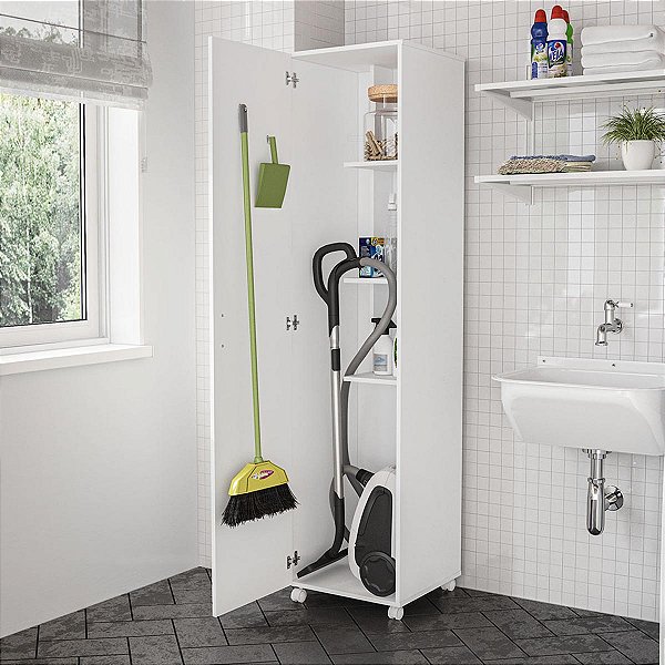 Armário Multiuso Vertical para Lavanderia 45x189cm com 3 Prateleiras