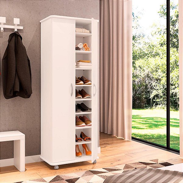 Armário Multiuso Limeira 59,6x168,6cm com 2 Portas 8 Prateleiras