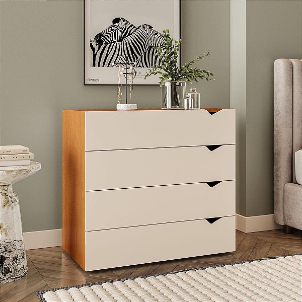 Cômoda Porto Moderna Compacta 90x84cm com 4 Gavetas e 4 Pés