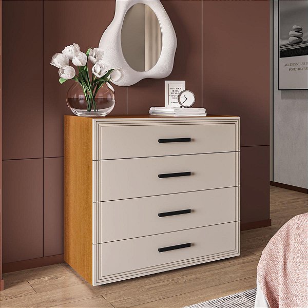 Cômoda Valência Compacta Organizadora 90x84cm com 4 Gavetas