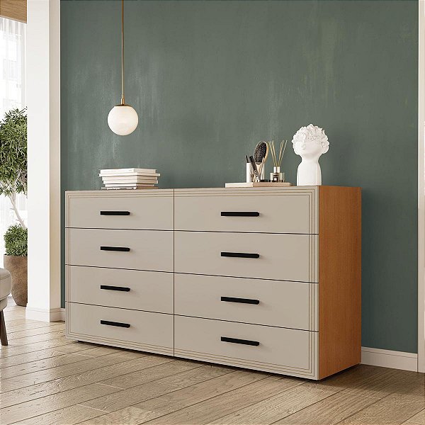 Cômoda de Casal Valência Moderna 150x84cm com 8 Gavetas