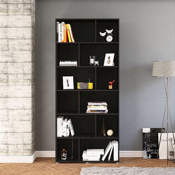Estante Xangai Escritório/Home Office 90x204,2cm 12 Nichos e 6 Pés