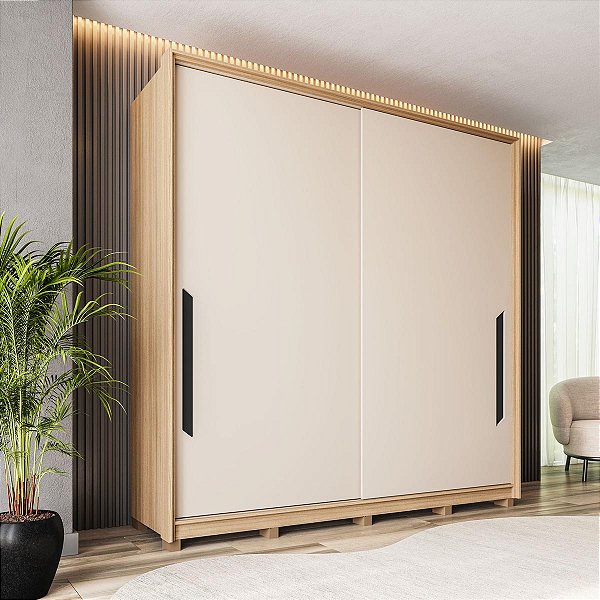 Roupeiro Barcelona MDF 177X235,5cm 4 Gavetas e 2 Portas de Correr