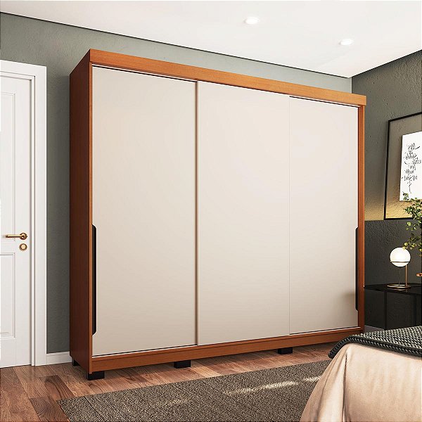 Roupeiro Madri 217x213cm com 4 Gavetas e 3 Portas de Correr