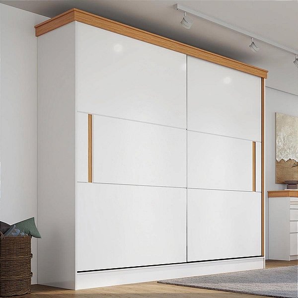 Roupeiro Liverpool em MDF 225x220cm c/ 3 Gavetas e 2 Portas de Correr