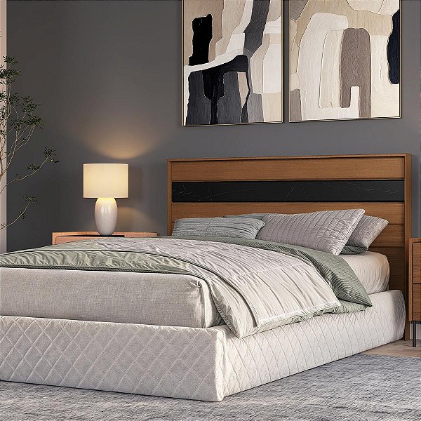 Cabeceira para Cama Casal Itália em MDF 165x106,8cm Detalhe Chanfrado